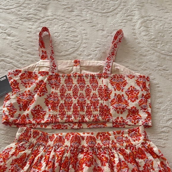 BNWT Boho Style Floral Orange & Red 2pc Set By Haute Hippie “M Top S Bottom” - Picture 7 of 12